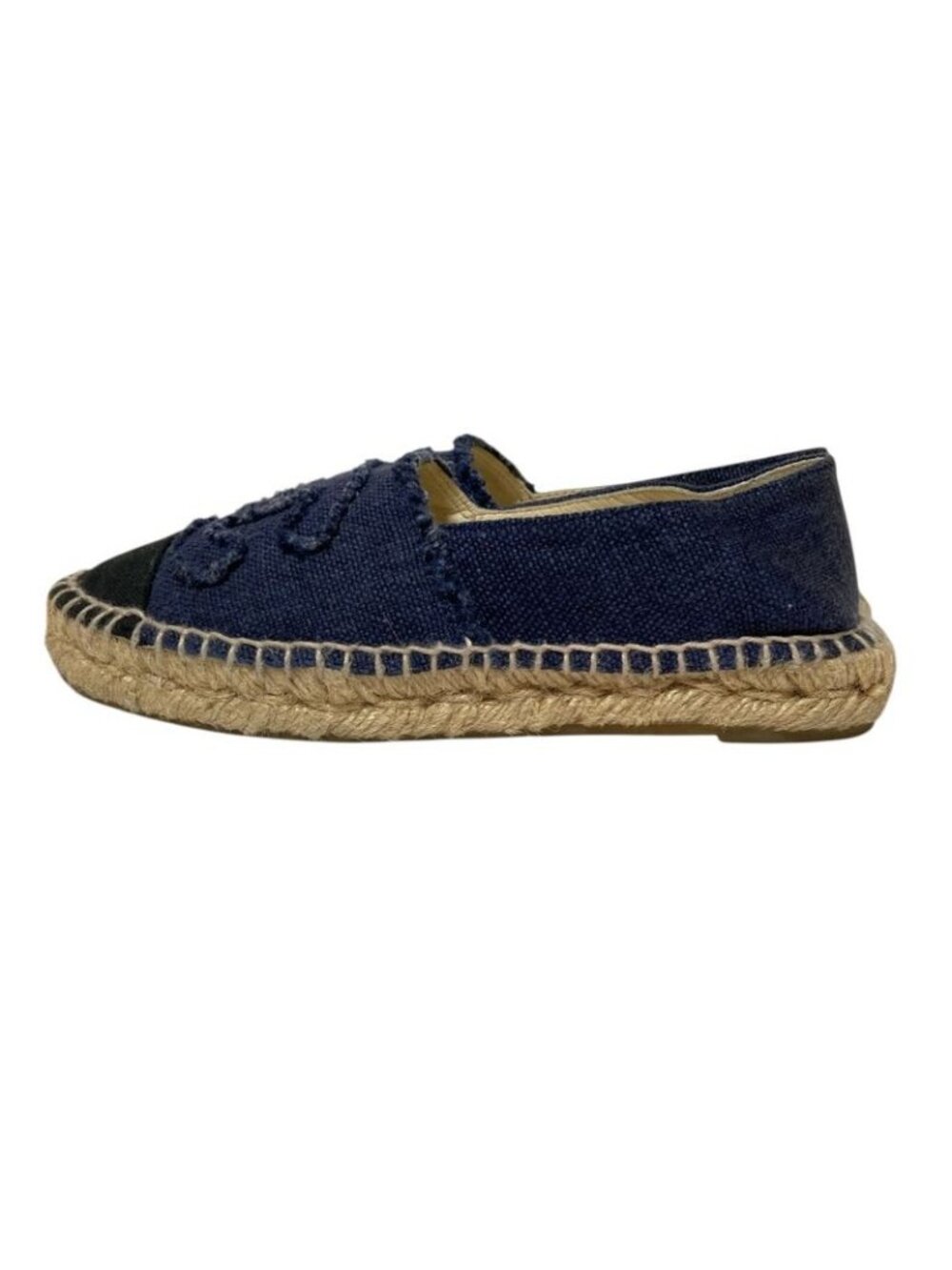Chanel 14c CC Logo Espadrilles 35 22.5 cm Navy - Picture 2 of 15